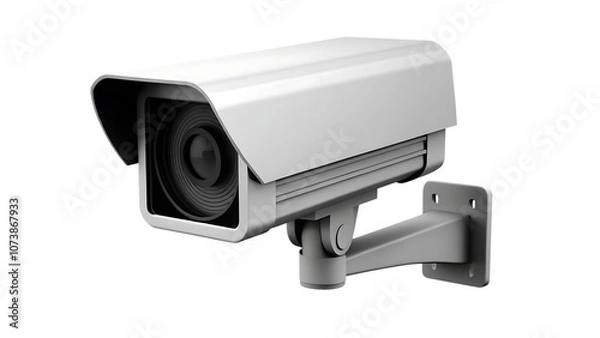 Fototapeta Security camera isolated on white background.AI GENERATED