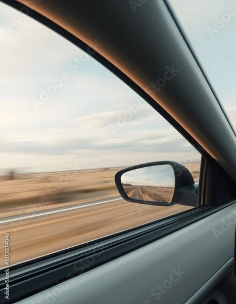 Fototapeta Car window mockup traveling at high speed created with generative AI