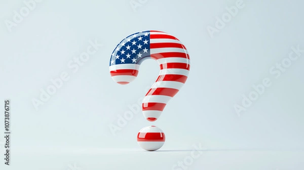 Obraz American Flag Question Mark Model on White Background