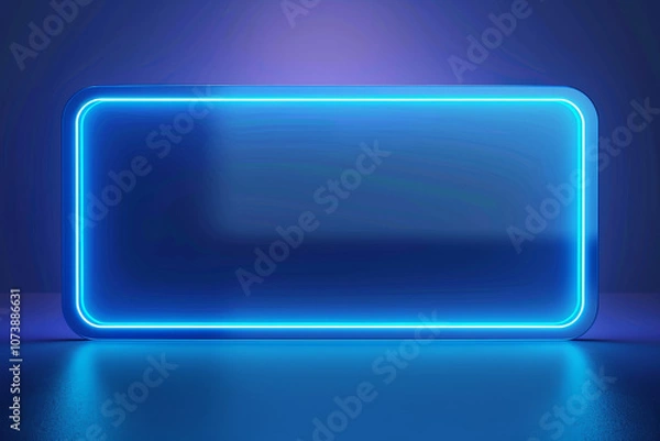 Fototapeta A blue square with a neon light on it