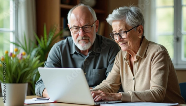 Obraz Senior Couple Using Laptop