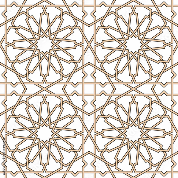 Fototapeta Seamless girih pattern. Traditional Islamic Design. Mosque decoration element. Seamless geometric pattern. Seamless islamic pattern. Background illustration. Morocco seamless pattern.