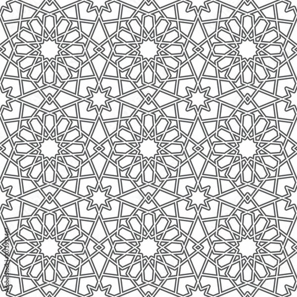 Obraz Seamless girih pattern. Traditional Islamic Design. Mosque decoration element. Seamless geometric pattern. Seamless islamic pattern. Background illustration. Morocco seamless pattern.
