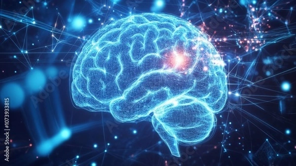 Fototapeta Blue background with brain wave frequency patterns. -