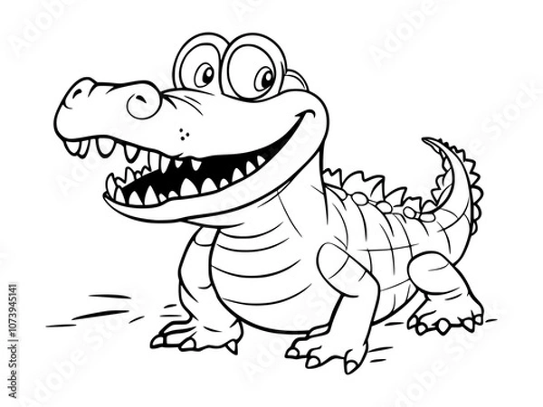 Obraz Friendly cartoon alligator, line art.
