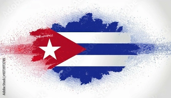 Obraz colorful flag of cuba with red white and blue star color holi paint powder explosion isolated white background cuban caribbean national europe travel and tourism concept