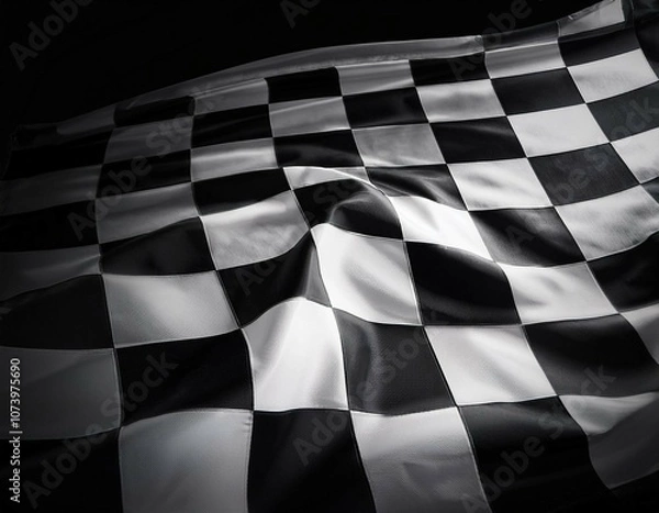 Obraz checkered racing flag on black