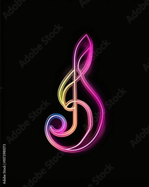 Fototapeta a music note in vector style in the style of neon lights.