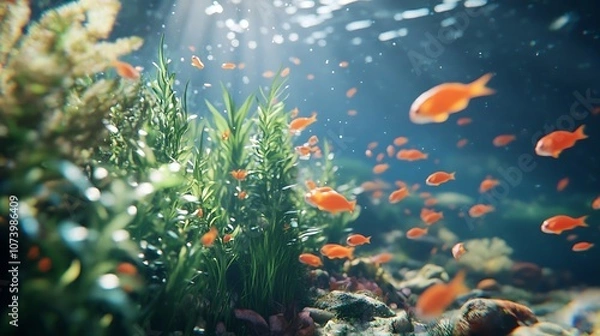 Obraz Mesmerizing Underwater Scene with Fish Swimming Near Coral Reefs Image