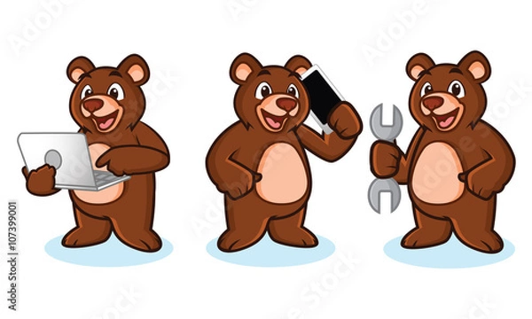 Obraz Bear Mascot Vector with phone