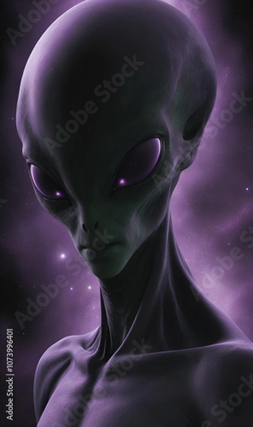 Fototapeta Alien with large eyes radiating mysterious energy