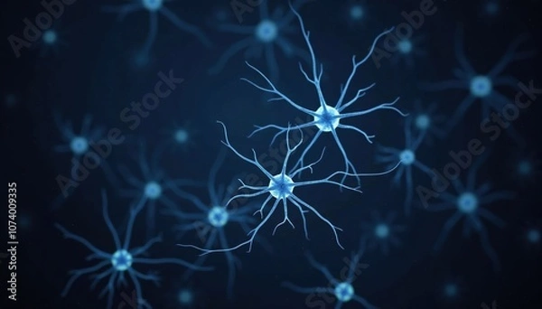 Obraz 3D Rendering of Neurons and Synapses in the Human Brain