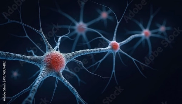 Fototapeta Intricate Neural Network Against Dark Background