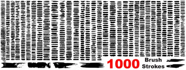 Fototapeta Very large collection or set of 1000 artistic black paint hand made creative brush strokes isolated on white background, metaphor to art, grunge or grungy, graffiti, education abstract vector design