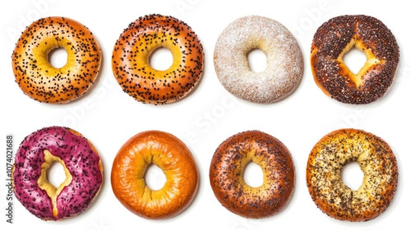 Fototapeta Colorful Assorted Donuts on a Clear Background Generative AI