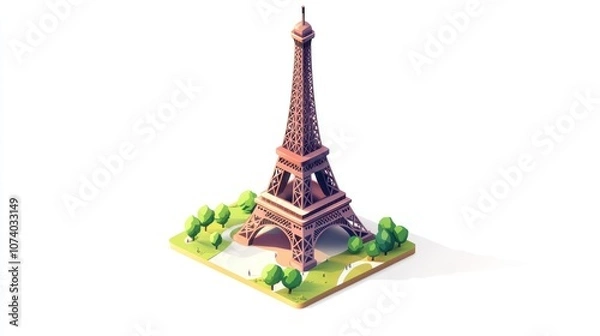 Fototapeta Eiffel Tower Low Poly Illustration