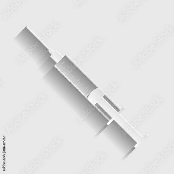 Fototapeta Syringe sign. Paper style icon 