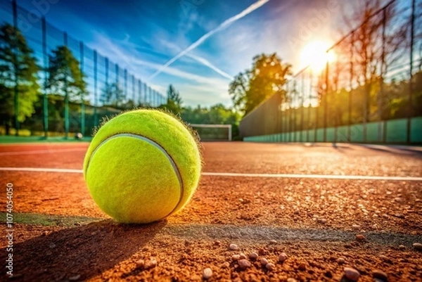 Fototapeta Captivating Documentary Photography of an XL Tennis Ball in Action on a Vibrant Court Showcasing the Dynamics of the Sport and Its Equipment