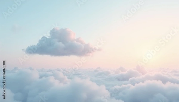 Fototapeta Soft clouds in pastel sky provide anxiety relief and peaceful atmosphere