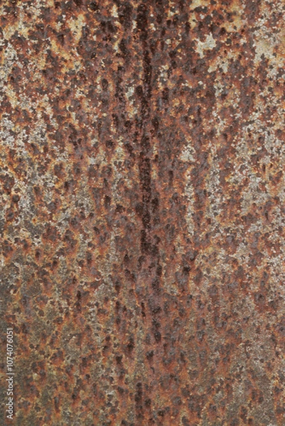 Fototapeta Texture or background of the walls of rusted steel sheets are an orange color, very dark and abstract.