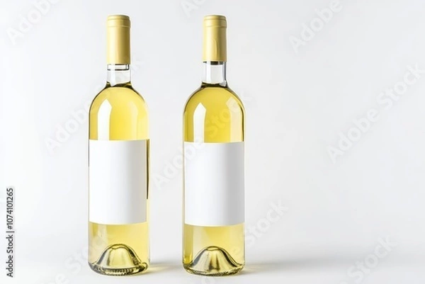 Fototapeta Isolated wine bottle on white empty label for product design