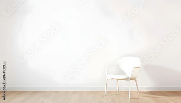 Obraz White chair against a wall mockup isolated with white highlights, png