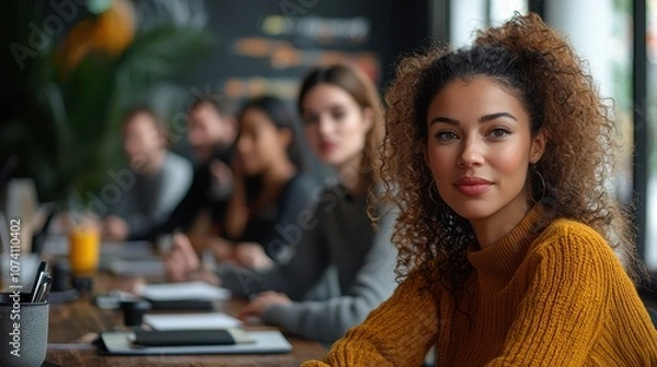 Fototapeta Engaging Business Brainstorming Session with Focused Participants in a Creative Environment for Innovative Idea Generation and Collaboration