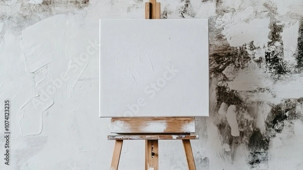 Fototapeta Blank Canvas on Easel Ready for Art Creation