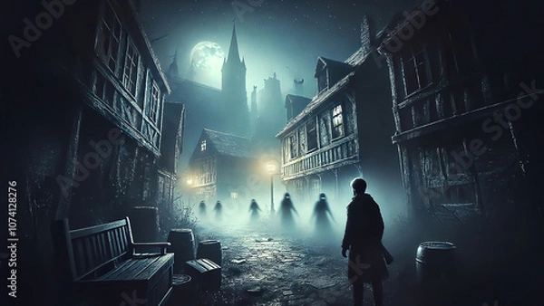 Fototapeta A man wanders into a ghost town