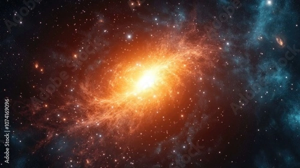 Fototapeta 3D cartoon rendering depicting stars within a galaxy in open space