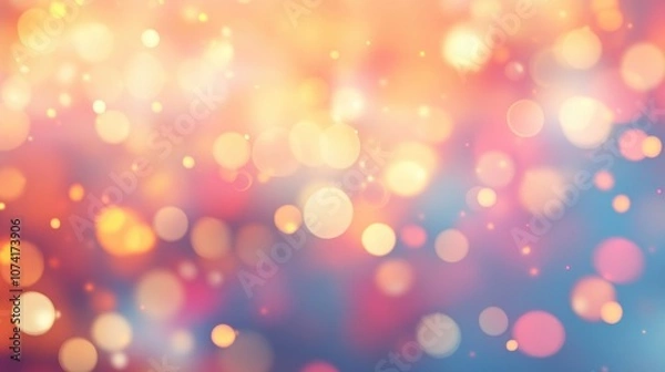 Fototapeta Abstract Bokeh Banner with Soft Bright Colors 3D Cartoon Rendering and Defocused Sunlight Glow