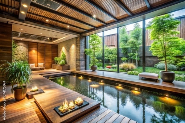 Fototapeta Mindful Serenity: Tranquil Architectural Spaces for Inner Peace and Self-Discovery in Nature-Inspired Design