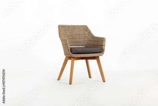 Obraz Wooden chair with wicker stand plus padded foam