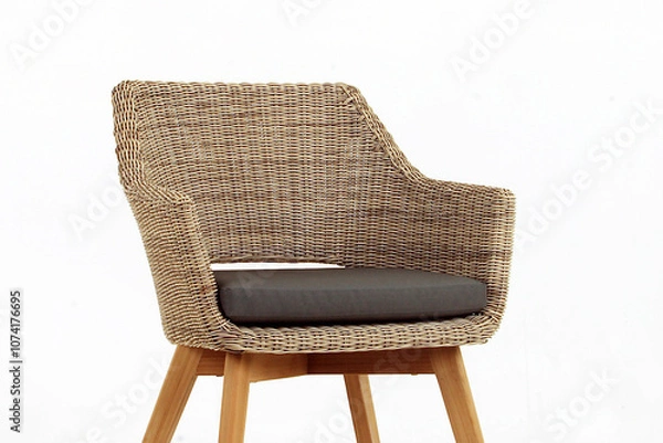 Obraz Wooden chair with wicker stand plus padded foam