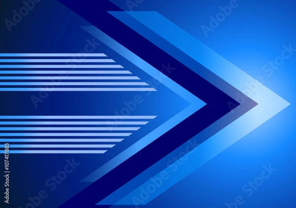 Fototapeta abstract blue arrow background. technology backdrop, motion bann