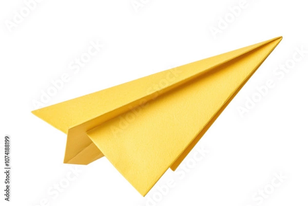 Fototapeta A bright yellow paper airplane designed for fun and creativity in leisure activities.