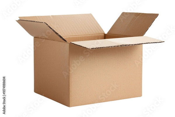 Fototapeta An open cardboard box ready for packing or shipping items efficiently.
