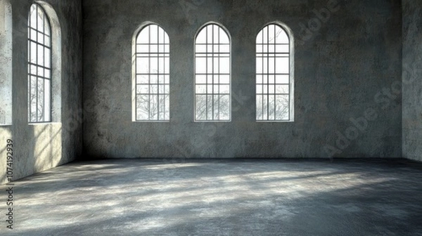 Fototapeta 3D rendering of an empty room interior