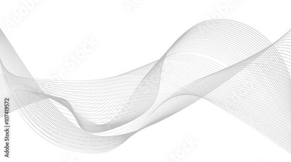 Fototapeta Abstract grey wave isolated on white background. Vector illustra