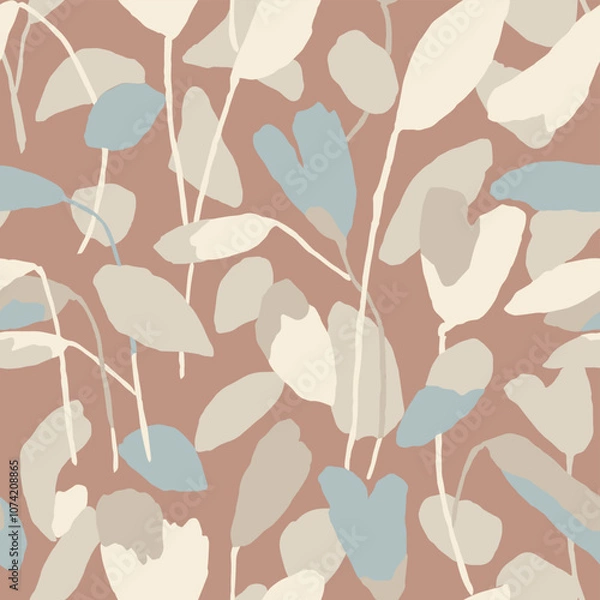 Fototapeta Vector modern leaf illustration seamless repeat pattern digital artwork