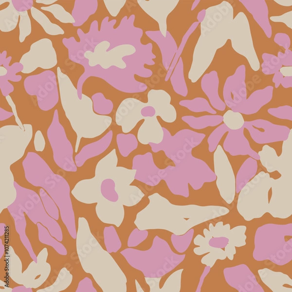 Fototapeta Vector modern flower pattern seamless repeat pattern digital artwork