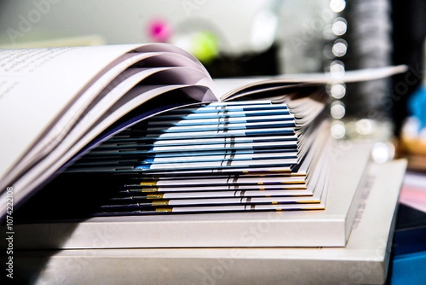 Fototapeta stack of books on table