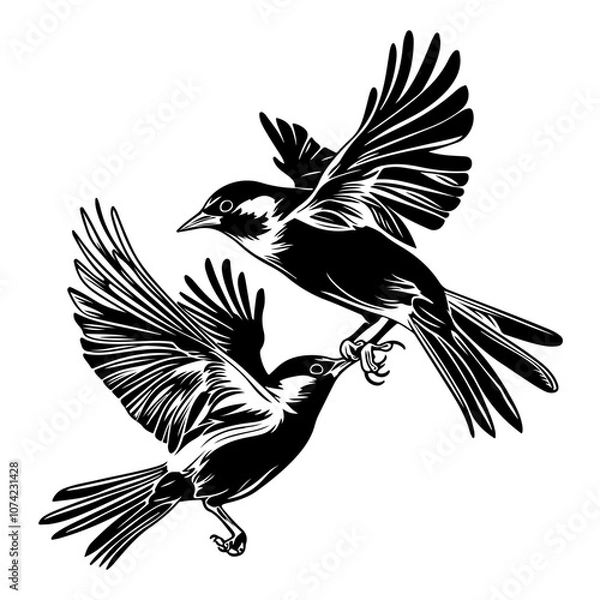 Obraz Two birds flying and facing each other Vector Logo