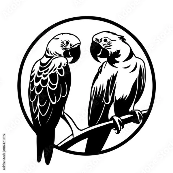 Fototapeta Two parrots on branch Vector Logo