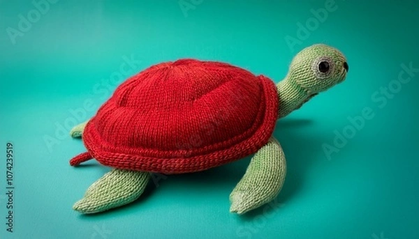 Obraz handmade wool turtle isolated on solid background