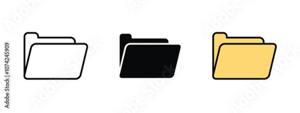 Fototapeta Set of three folder icons in different editable styles
