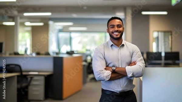 Obraz Business office professional smiling at the camera in a corporate building