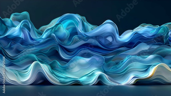 Fototapeta Abstract 3D Wavy Blue Background