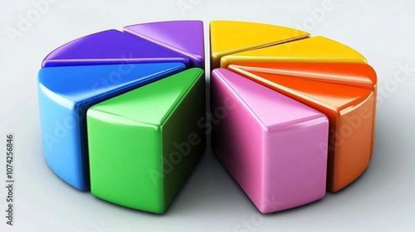 Obraz pie chart, symbolizing data analysis, business strategy, and decision-making. The chart's vibrant colors and segmented design convey growth, balance, and financial insights