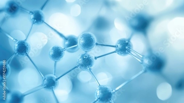 Obraz Molecular structure backdrop featuring DNA representing the intersection of medicine science and digital technology through interconnected lines and dots